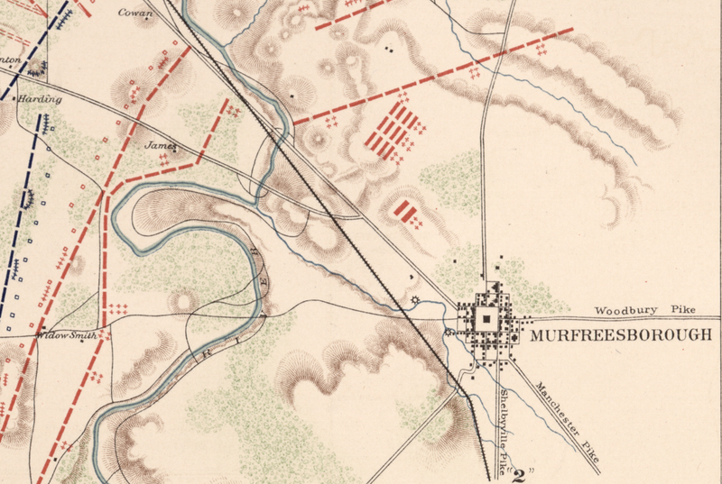 Battle Archives Map Murfreesborough, Tennessee #1