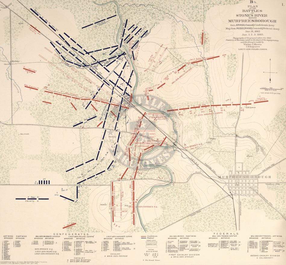 Battle Archives Map Murfreesborough, Tennessee #2