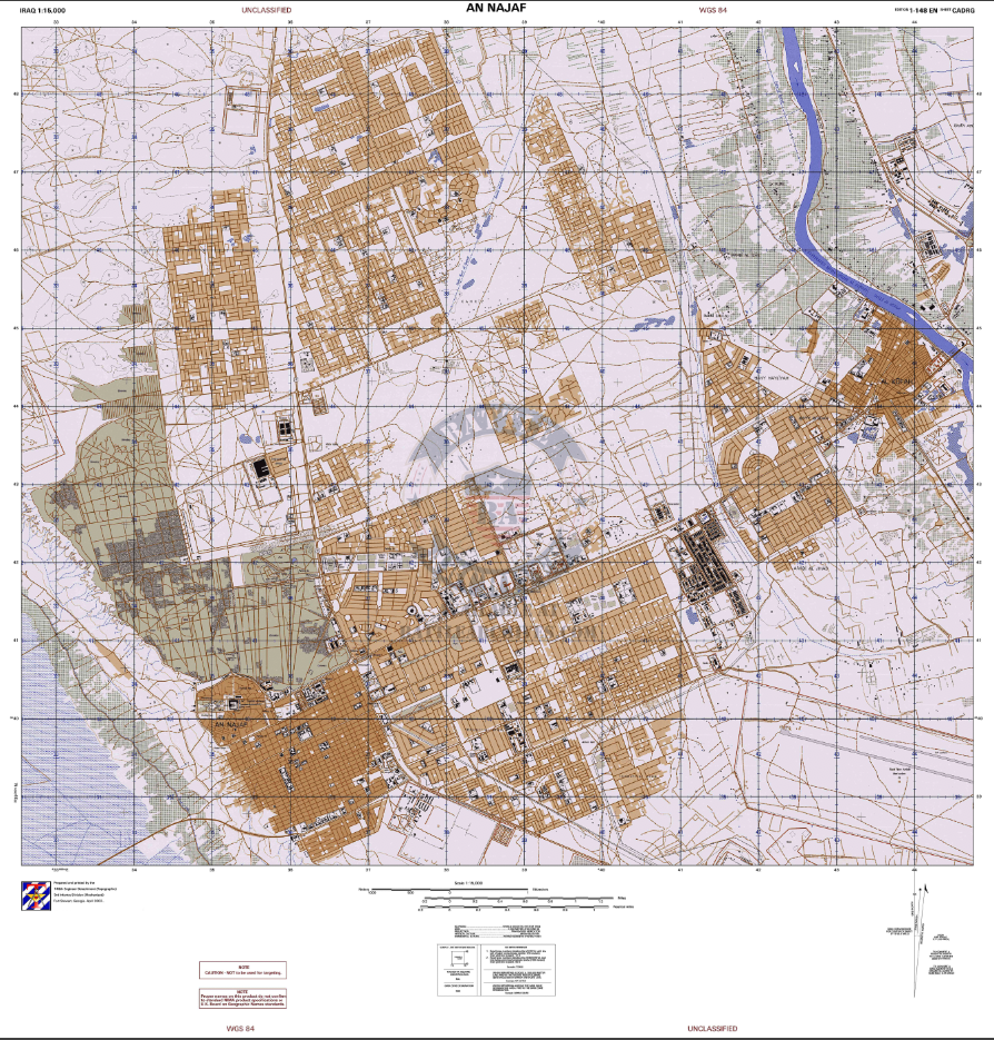 Najaf, Iraq City Topographical Map