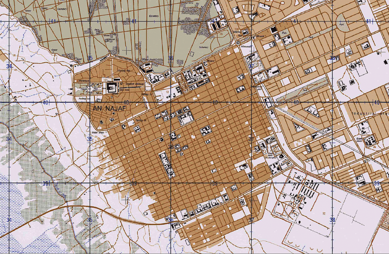 Najaf, Iraq City Topographical Map