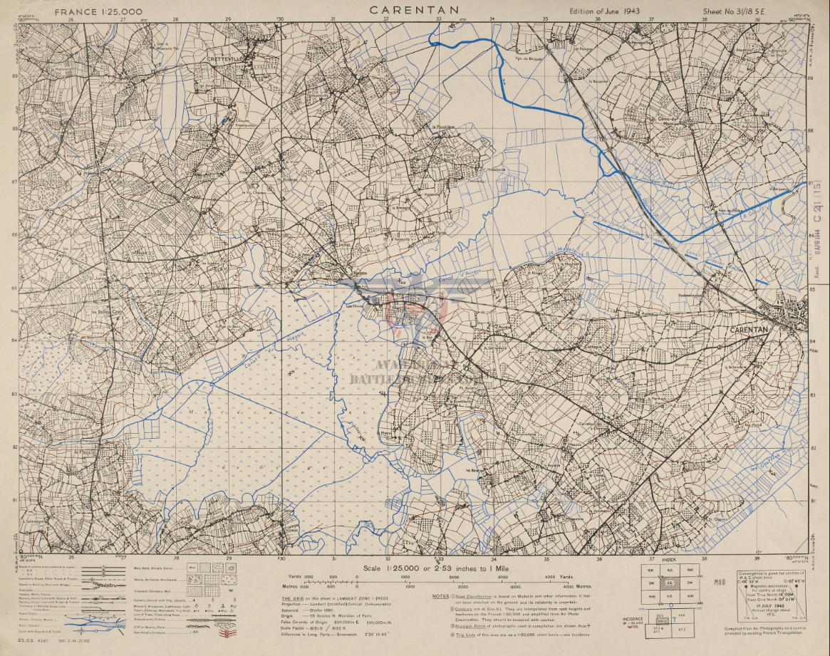 Normandy Carentan Topographical Map