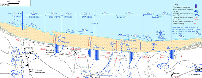 Battle Archives Map Normandy D-Day Omaha Beach Operations Battle Map