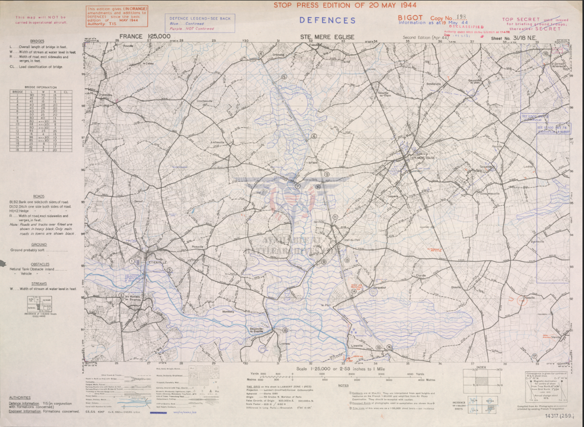 Normandy Ste. Mere-Eglise 1944 Defensive Battle Map