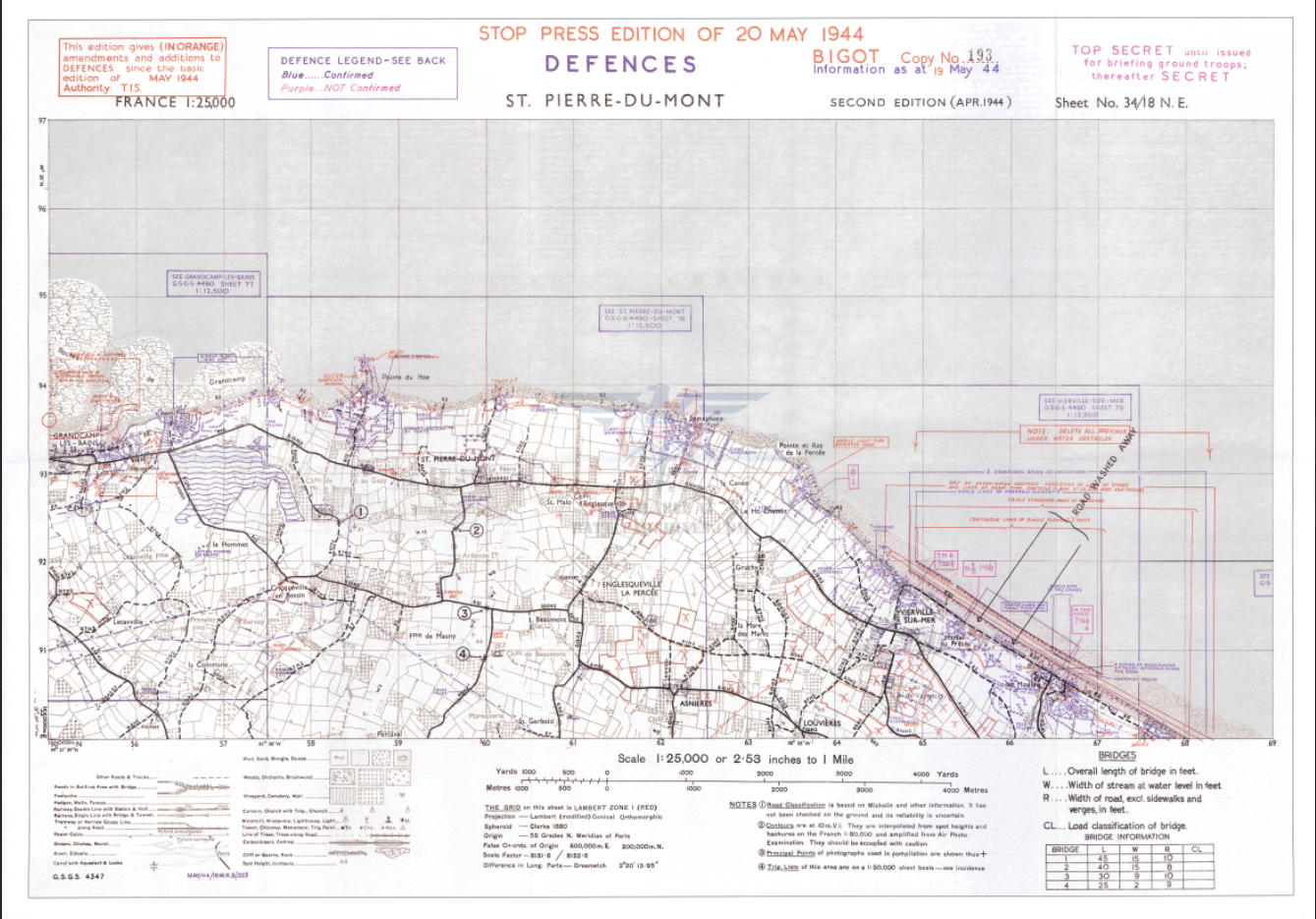 Normandy Western Omaha Beach and Point Du Hoc Defenses Battle Map