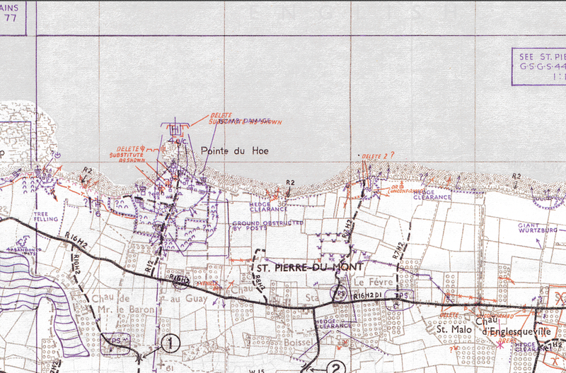 Normandy Western Omaha Beach and Point Du Hoc Defenses Battle Map