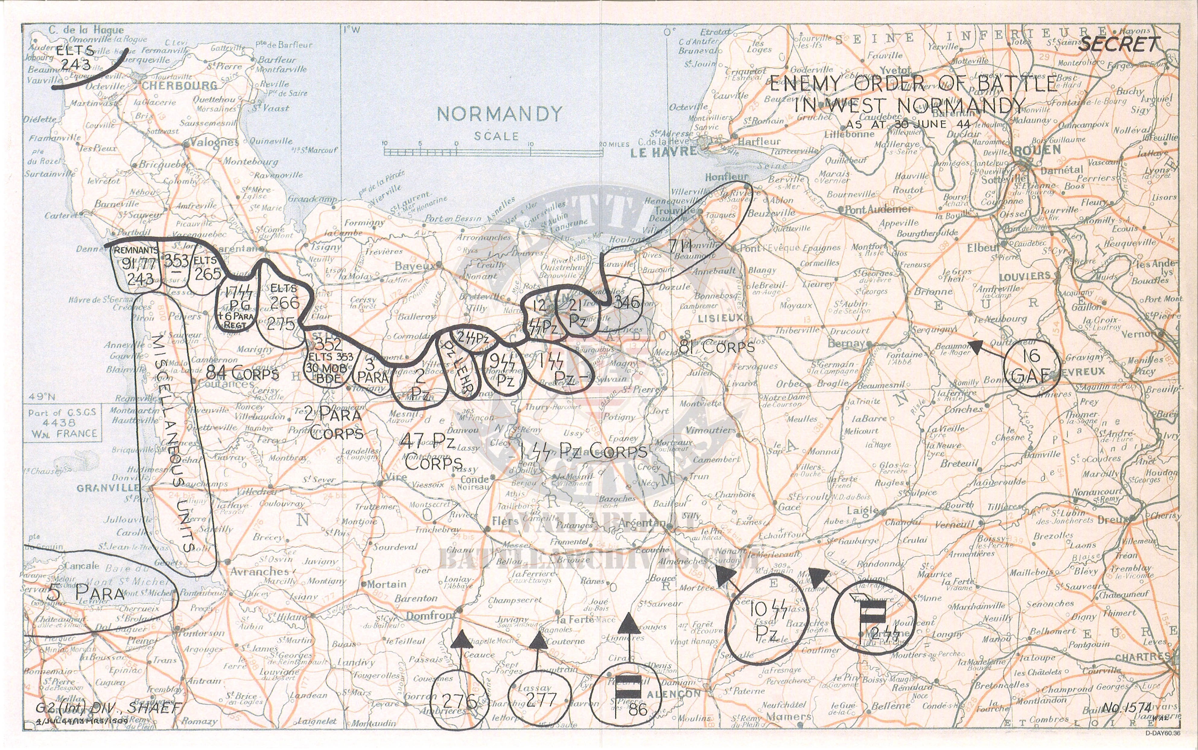 Battle Archives Map Northwest France (German Order of Battle)