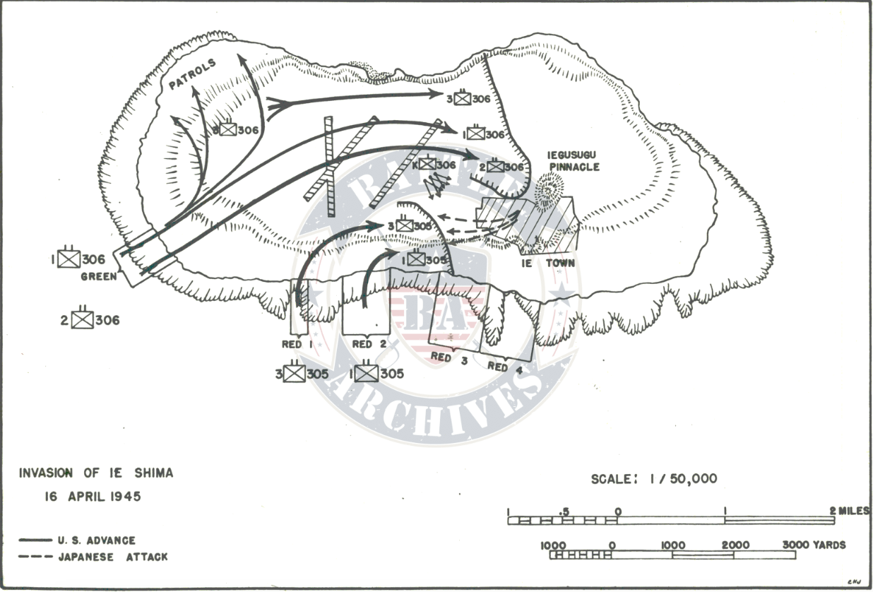 Battle Archives Map Okinawa #3 (Ie Shima)