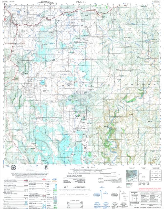 Battle Archives Map Pleiku, Vietnam Topographical Map