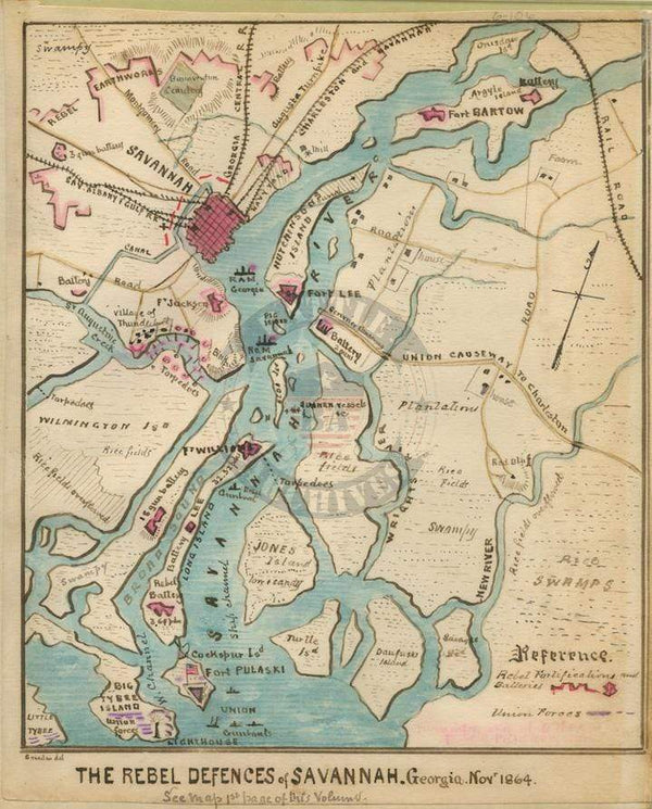 Battle Archives Map Savannah, Georgia #1