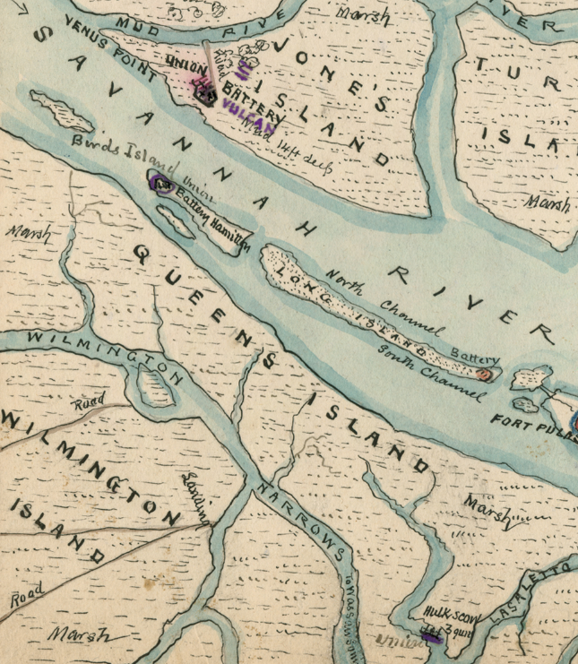 Battle Archives Map Savannah, Georgia #2 (Fort Pulaski)