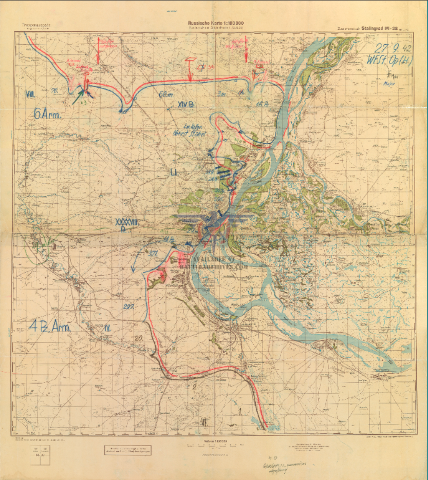 Stalingrad Front Lines German Battle Map