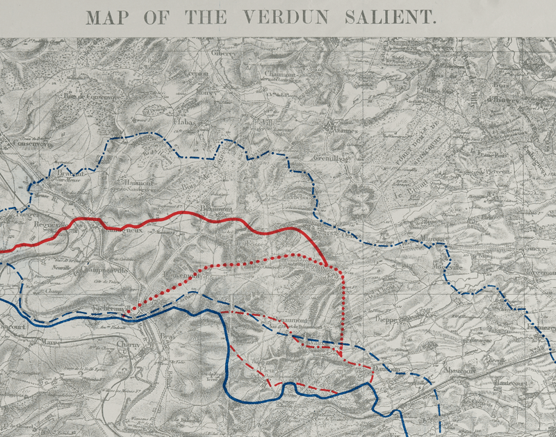 Battle Archives Map Verdun Salient Front Line 1916-1917 Progression Battle Map