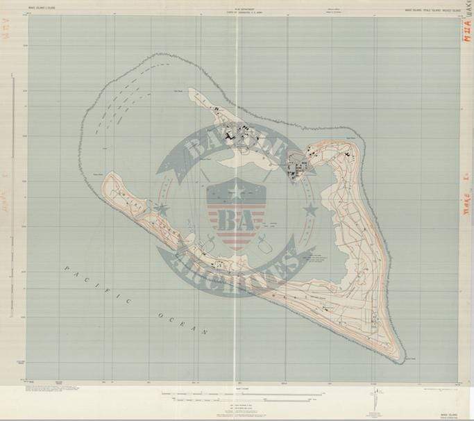 Wake Island 1942 Topographical Map