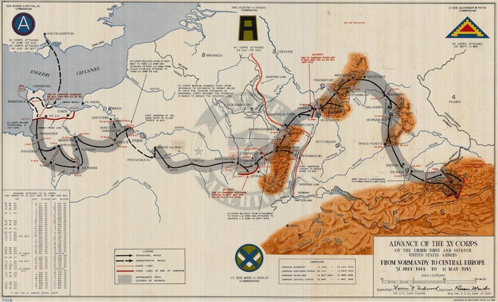 Battle Archives Map XV Corps European Campaign #1